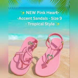 NEW Pink Strappy Sandals with Heart Detail